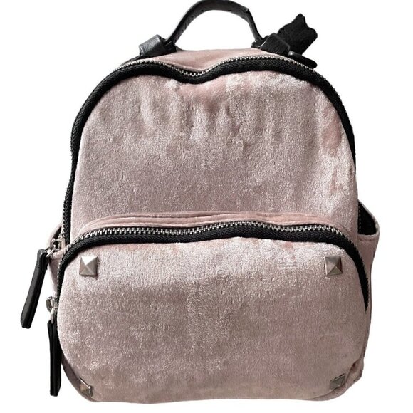 Madden Girl Pale Pink Crushed Velvet Purse Backpack Silver Studs Detail Women’s main image 9